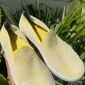 Rothy's The Sneaker 8 Yellow Sunshine Honeycomb Slip On Shoes Retired Blue Halo
